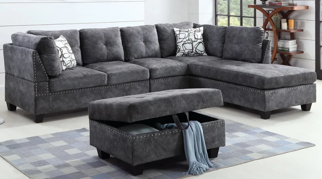 Reversible Suede Sectional Sofa - 7272