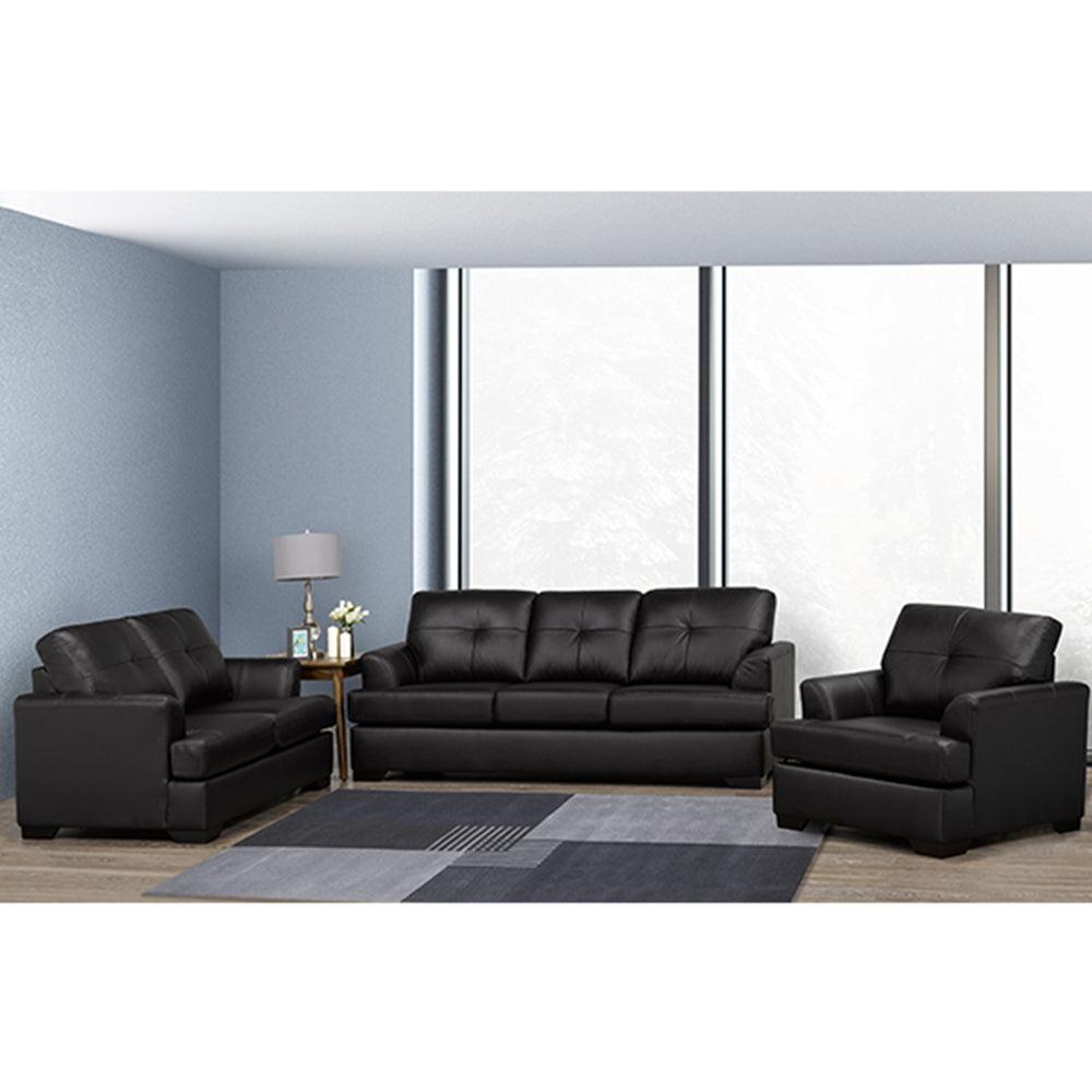 Zurick Black Leather Sofa & Loveseat - 4145