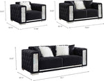 Black Velvet Tufted Sofa Set - GL 6147