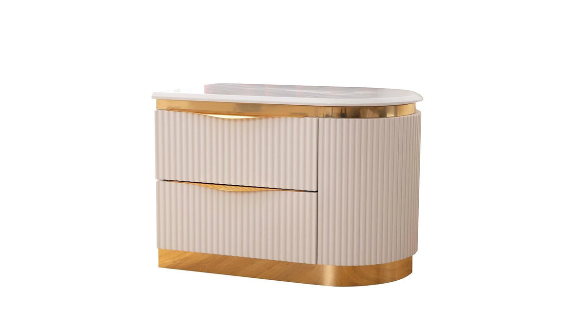 Laura White & Gold Lacquer - Bedroom Set
