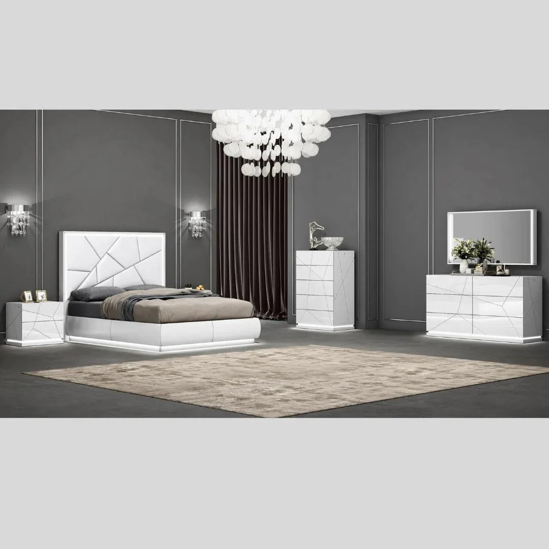 Taylor High Gloss White Lacquer Bedroom Set