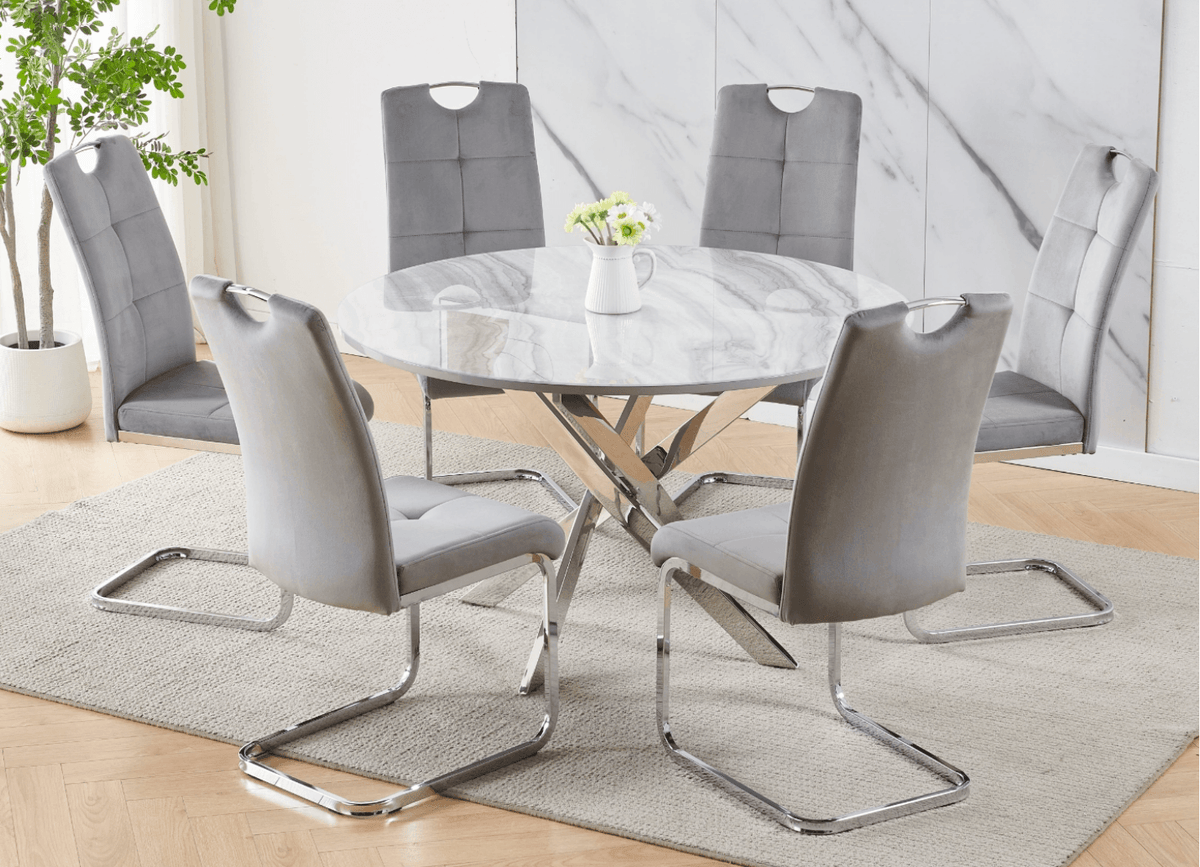 Granite Round Dining Table Set