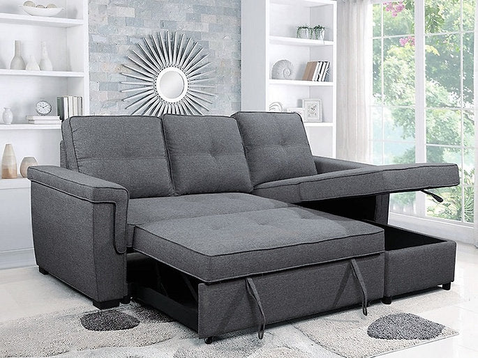 Sofabed Sectional W/Reversible Chaise Grey Fabric - IF 9040