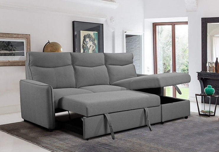 Sofabed Sectional W/Reversible Chaise Grey Fabric - IF 9027