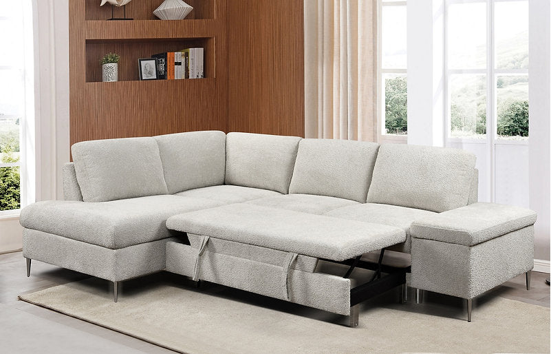 LHF Sofabed Sectional Grey Boucle Fabric - IF 9023
