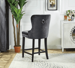 Grey Velvet Plush Cushioned Barstool - ST-6010