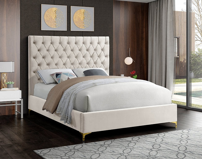 Bed Creme Beige-IF 5642 Chrome or Gold Legs