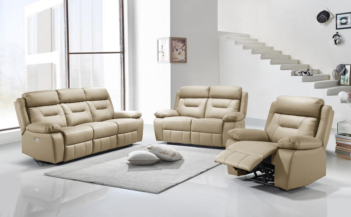 Sofa Set Recliner Beige Leather Match- IF 8111