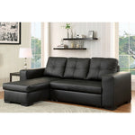Sofabed Sectional W/Reversible Chaise Black PU - IF 9032