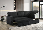 Sofabed Sectional W/Reversible Chaise Black Fabric - IF 9024