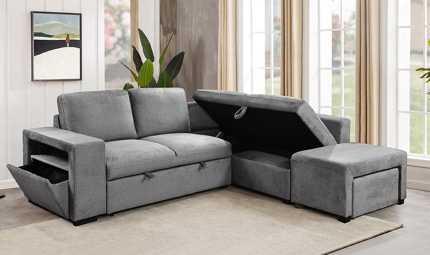 RHF Sofabed Sectional Grey Fabric - IF 9035