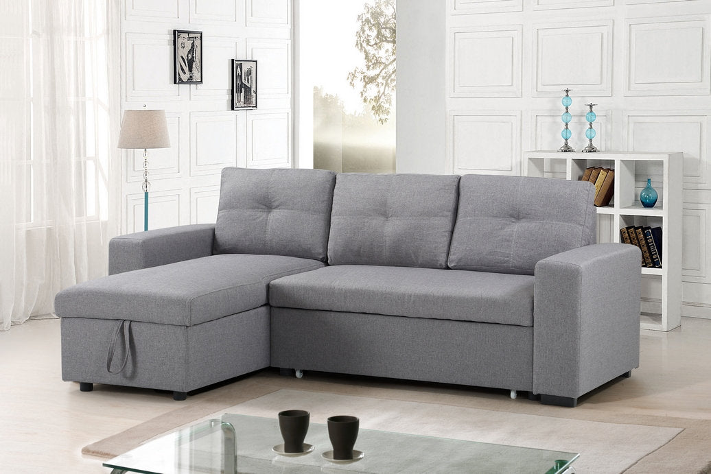 Sofabed Sectional W/Reversible Chaise Grey Fabric - IF 9031