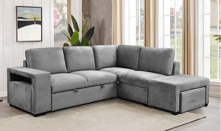 RHF Sofabed Sectional Grey Fabric - IF 9035