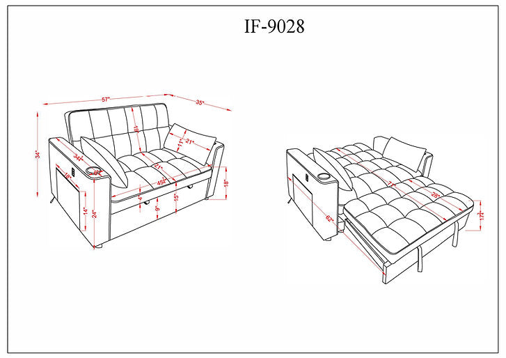 Sofabed Grey Fabric - IF 9028