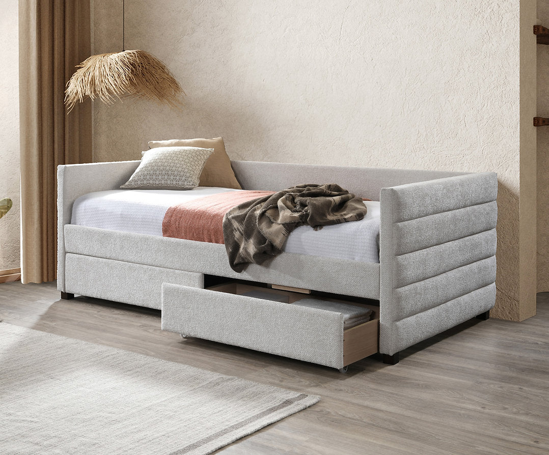 Single Day Bed With Storage (Grey Velvet)-IF 302