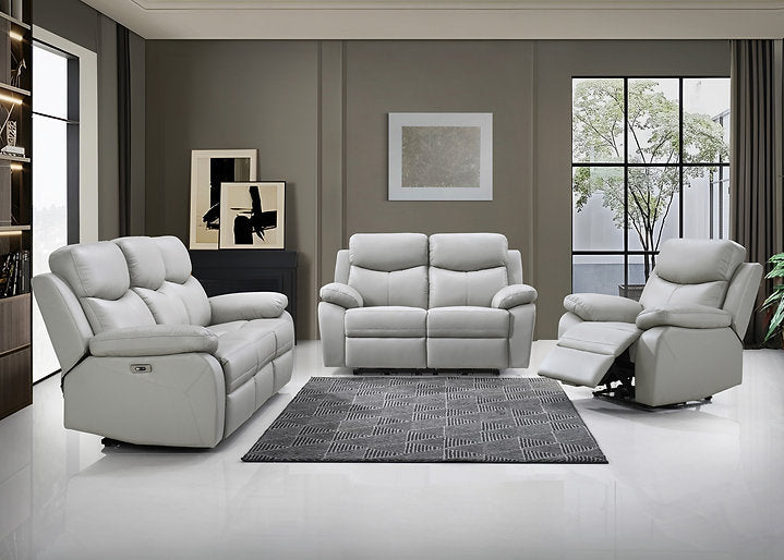 Sofa Set Recliner Light Grey Leather Match- IF 8130