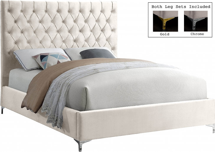 Bed Creme Beige-IF 5642 Chrome or Gold Legs