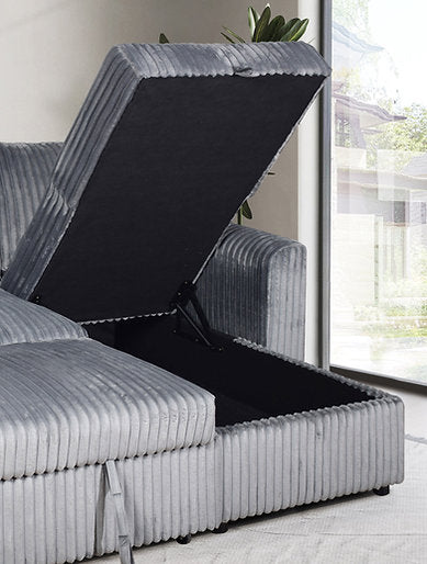 Sofabed Sectional W/Reversible Chaise Grey Fabric - IF 9025