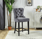 Grey Velvet Plush Cushioned Barstool - ST-6010