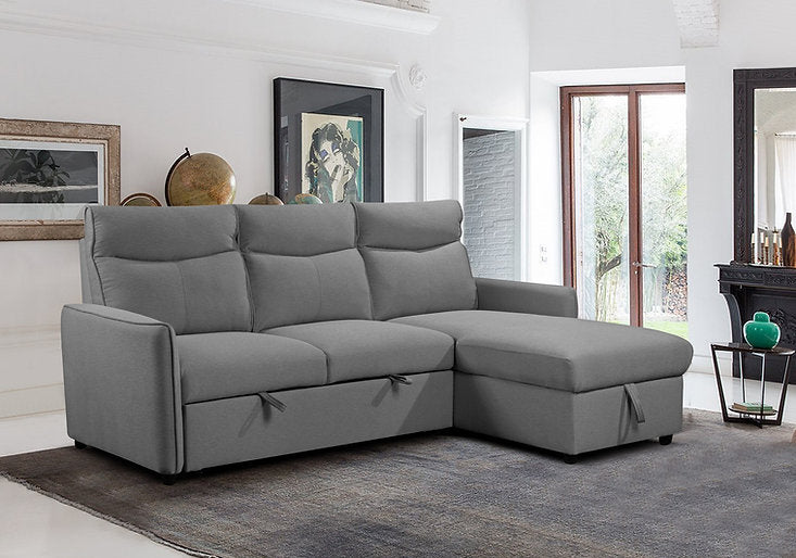 Sofabed Sectional W/Reversible Chaise Grey Fabric - IF 9027