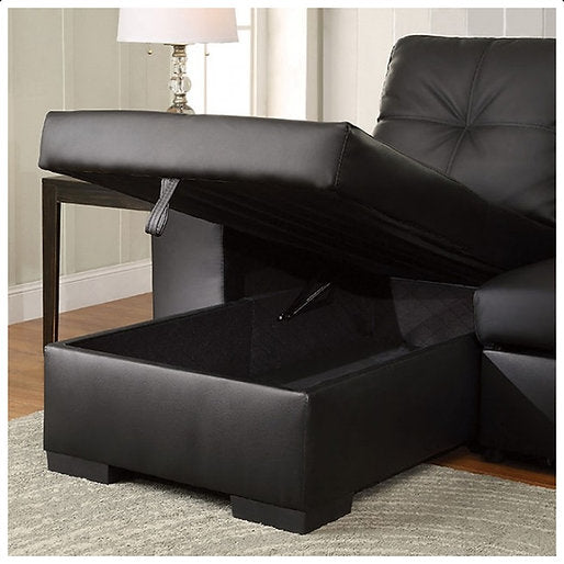 Sofabed Sectional W/Reversible Chaise Black PU - IF 9032