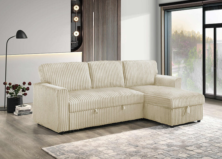 Sofabed Sectional W/Reversible Chaise Creme Fabric - IF 9026