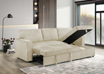 Sofabed Sectional W/Reversible Chaise Creme Fabric - IF 9026