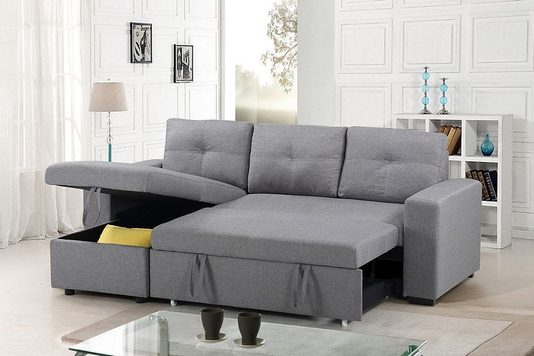Sofabed Sectional W/Reversible Chaise Grey Fabric - IF 9031