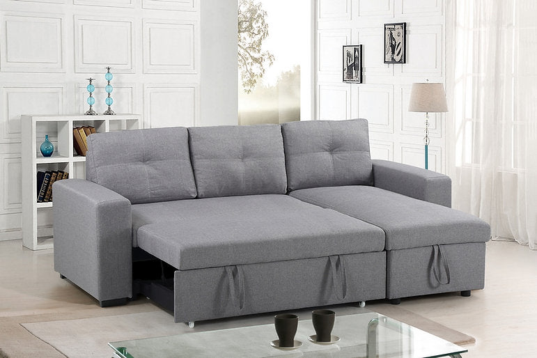 Sofabed Sectional W/Reversible Chaise Grey Fabric - IF 9031