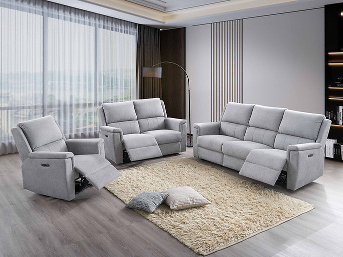 Sofa Set Recliner Grey Fabric - IF 8155