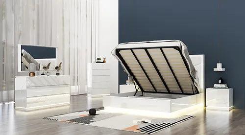 Taylor High Gloss White Lacquer Bedroom Set