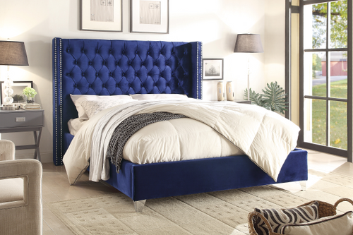 IF 5891 Blue Velvet 78" King Bed