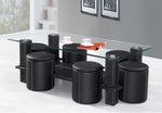 Renard Coffee Table & 6 Stools (Black)