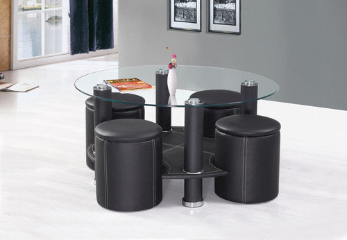 Sablewood Coffee Table & 4 Stools (Black)