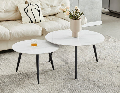 Elmsworth 2Pc Coffee Table Set (Snowy White Stone)
