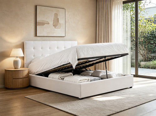 IF 5446 78" King Lift Bed (Cream Fabric)