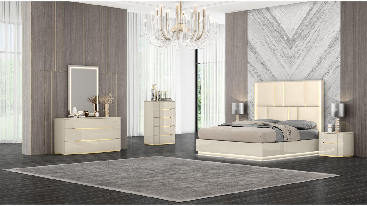 Sienna Beige Lacquer - Bedroom Set